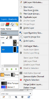 Right-click options in the layers window