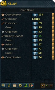 The clan chat interface when a player is in a clan