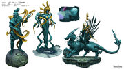 God Wars Dungeon statues concept art