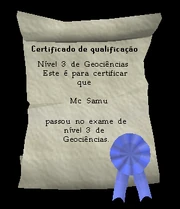 Certificado que recebe depois de concluir o exame de Geociências.