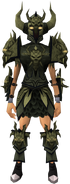 A female player with the barrows-dyed set equipped