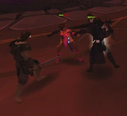 Moia fights off several wights and a .