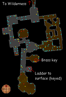 Edgeville dungeon mine is located in the room north of Brass key.
