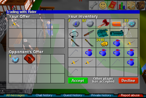 First trade screen (Other player has accepted)