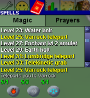 Spell menu