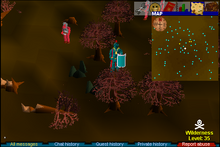 Two Adamantite rocks among the trees.