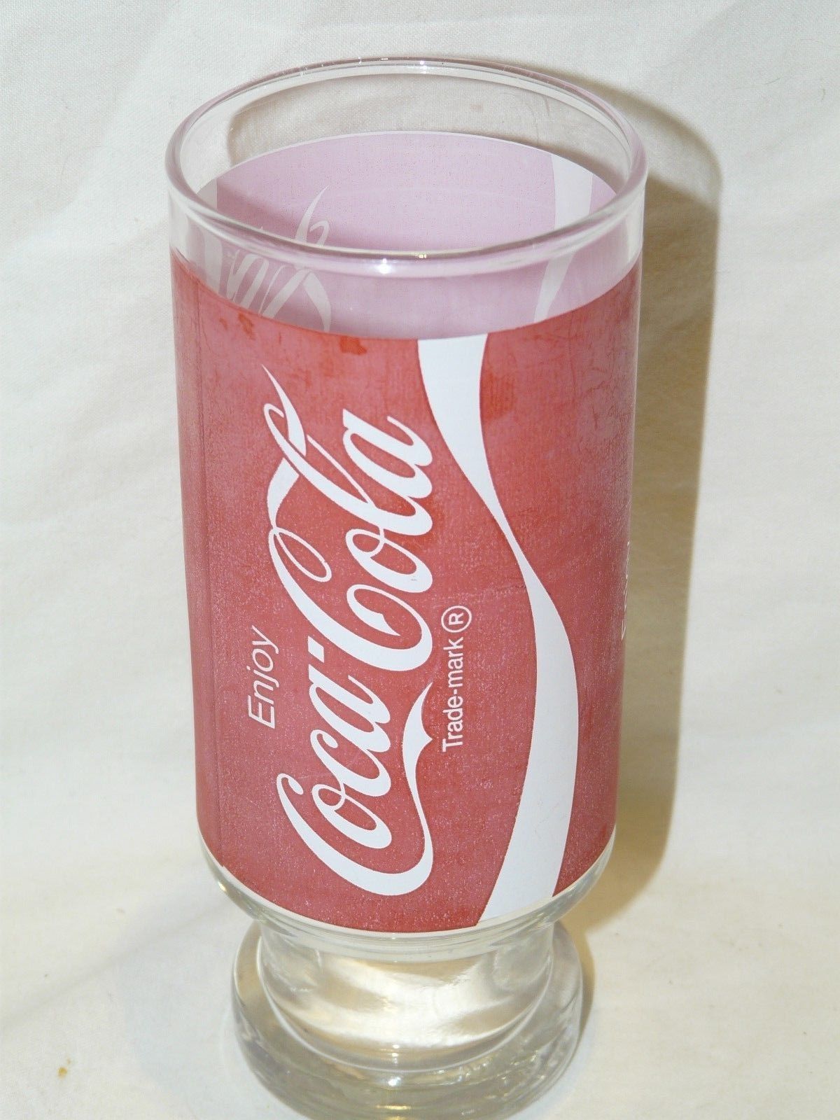 Vintage Coca Cola Coke 32 Oz Large Tumbler Pedestal Glasses Set of 2 