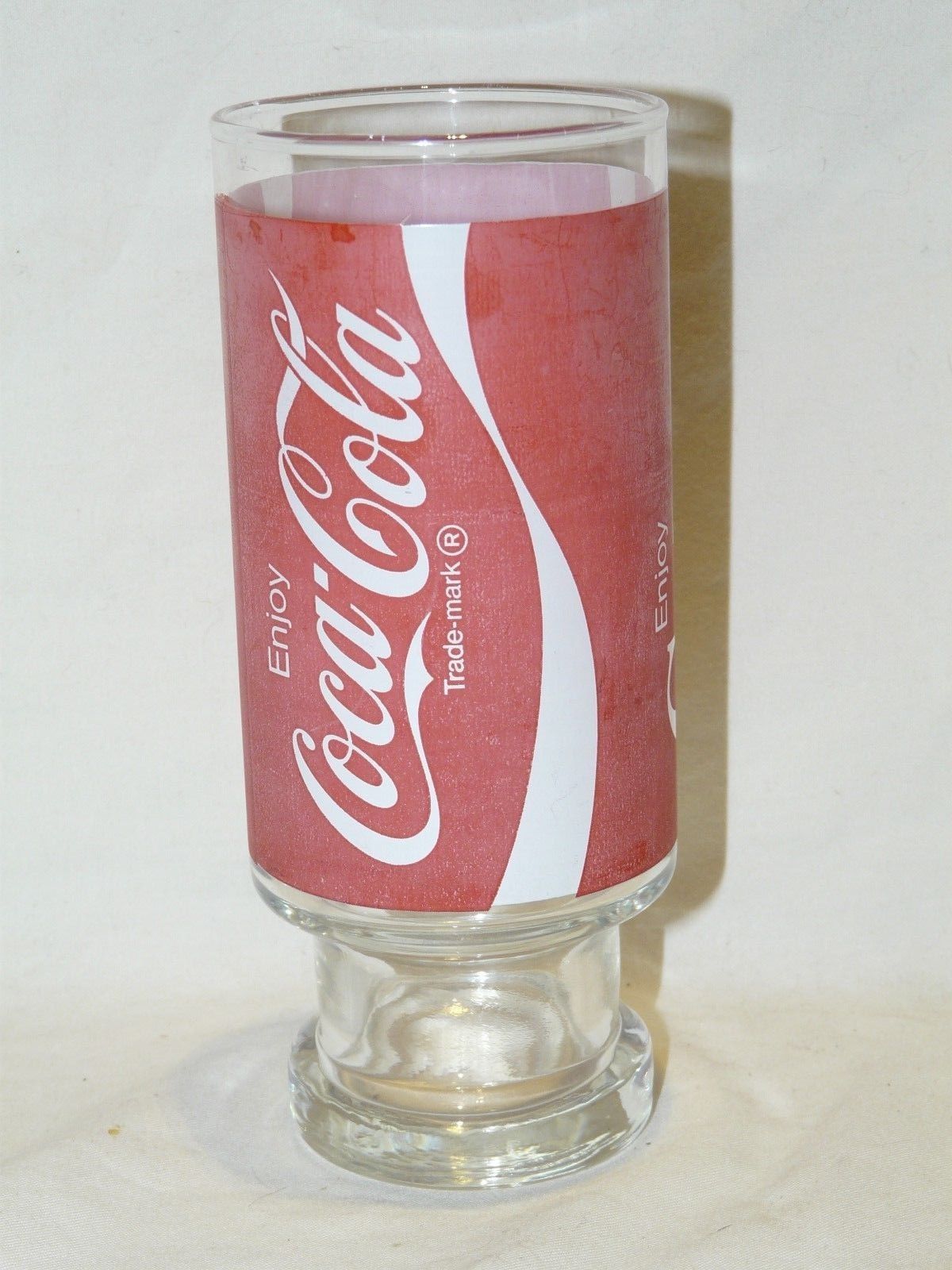 Vintage Coca Cola Coke 32 Oz Large Tumbler Pedestal Glasses Set of 2 