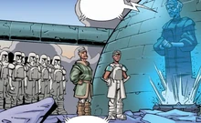 Канцлер Палпатин поздравляет капитана Оззеля и коммандера Вольфа с победой