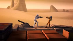 Эзра защищается от штурмовика.