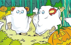 Эвоки в костюмах привидений