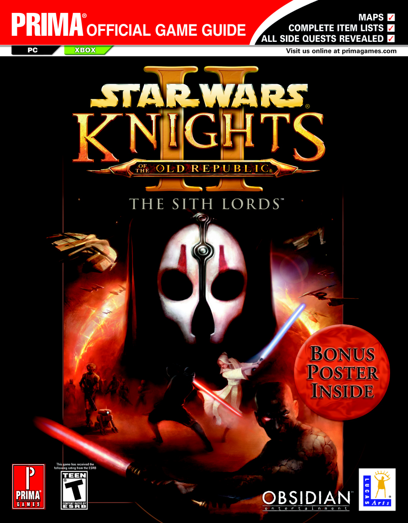 Knights of the Old Republic II: The Sith Lords: Официальное руководство  Prima по стратегии | Вукипедия | Fandom