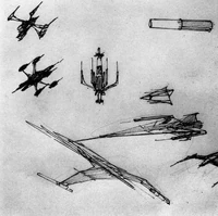 Ранние эскизы «крестокрылов» и других кораблей