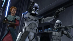 Скайуокер, Рекс и Денал на «Небесной станции».