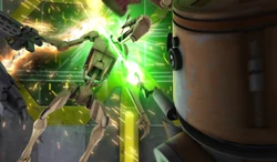 U9-C4 использует лазерный резак против боевого дроида B1.