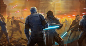 Джедаи сражаются с солдатами ситхов