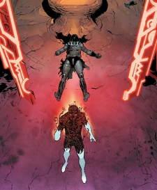 Бестелесный дух Дарта Вейдера проходит сквозь портал в пещере.