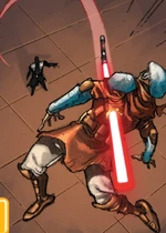 Гален Марек пронзает световым мечом врага на страницах комикса