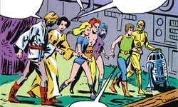 Люк, Лея и андроиды в Храме Хранительницы