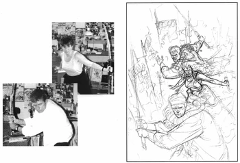 Дел Стоун-младший и Лорен Хайнс позируют для обложки комикса «Мятеж Фридона Надда №2»