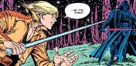 Люк встречает в Долине кристаллов Ормана Тагге,  облик Дарта Вейдера