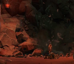 Оргус Дин заваливает проход в пещере Узлов