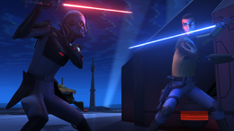 Kanan vs the Grand Inquisitor at the communication tower