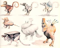 Различные концепт-арты шмыгунов, выполненные Тайрубеном Эллингсоном