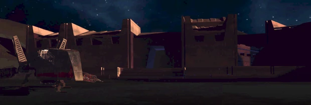 Ночная панорама дома с припаркованной у главного входа «»