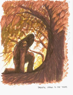 Концепт-арт Тарффула, воздающего молитву духам дерева.