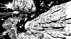 Стыковка буровых установок со звёздным крейсером.