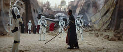 Chirrut Îmwe prepares to fight Stormtroopers