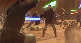 Хаат Циюнь доблестно сражается с превосходящими силами армии сепаратистов на Джеонозисе