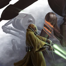 Джедай- сражается с боевыми дроидами LR-57.