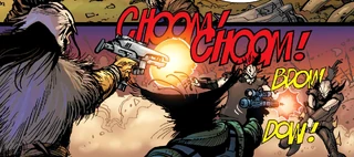 Сианба и Арбелоа стреляют в  во время битвы при Шрамаре