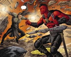 Зеш бросает обломки в Сек'носа Рата