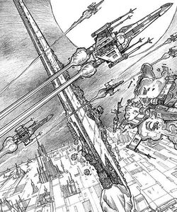 Lusankya escaping Coruscant