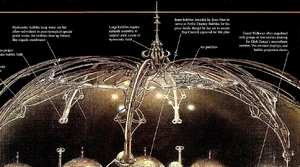 Утанод-скобы и кернод (в центре) на вершине гунганского города