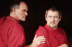 Julian Glover and John Nettles in Julius Caesar