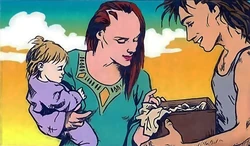 Номи Санрайдер, Андур Санрайдер и новорождённая Вима Санрайдер