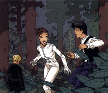 Лея, Хан и Люк на Лесистом спутнике Эндора