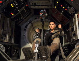 Rey in Falcon Turret TLJ