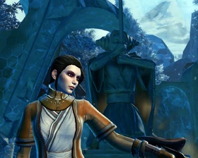 Сидони Гарен телепатически ломает статую надвое, чтобы бросить в Барсен'тора