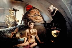 Princess Leia chained to Jabba