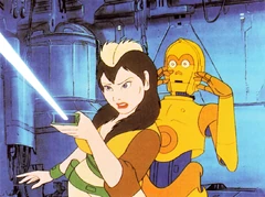 Кия Молл стреляет из лазерного оружия