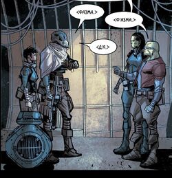 Фазма, дроид и пилот встречаются с Дар’ен и Джайр’и