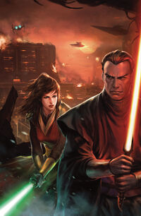 Сатель Шан против Бараса во время битвы на Корусанте