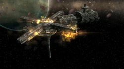 Коди покидает «Юму-9» в спасательной капсуле.