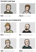 Photos des développeurs et de leurs collègues avec qui ils travaillent.