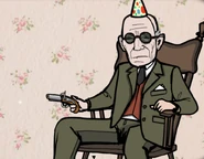 Le Grand-père tenant le pistolet dans Cube Escape: Birthday.